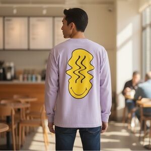 H&M Relaxed Fit Printed Jersey Shirt Light Purple/Smiley